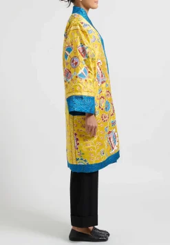 Rianna + Nina Rianna & Nina One-Of-A-Kind Reversible Kimono Coat In Yellow