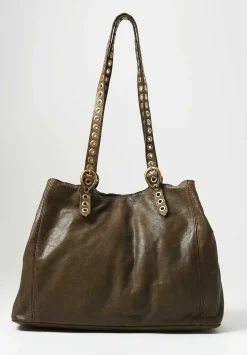 Campomaggi Riveted Shopping Bag In Military Green