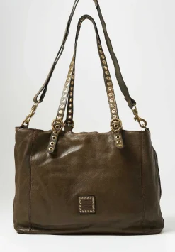 Campomaggi Riveted Shopping Bag In Military Green