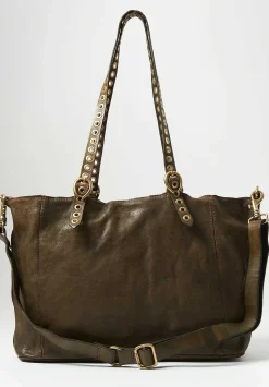 Campomaggi Riveted Shopping Bag In Military Green