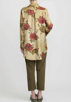 Uma Wang Rose Print ''Tyesha'' Shirt In Tan & Red