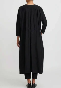 Kaval Sea Island Typewriter Cotton Button Front Open Dress In Black