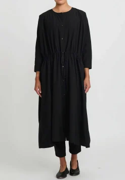 Kaval Sea Island Typewriter Cotton Button Front Open Dress In Black