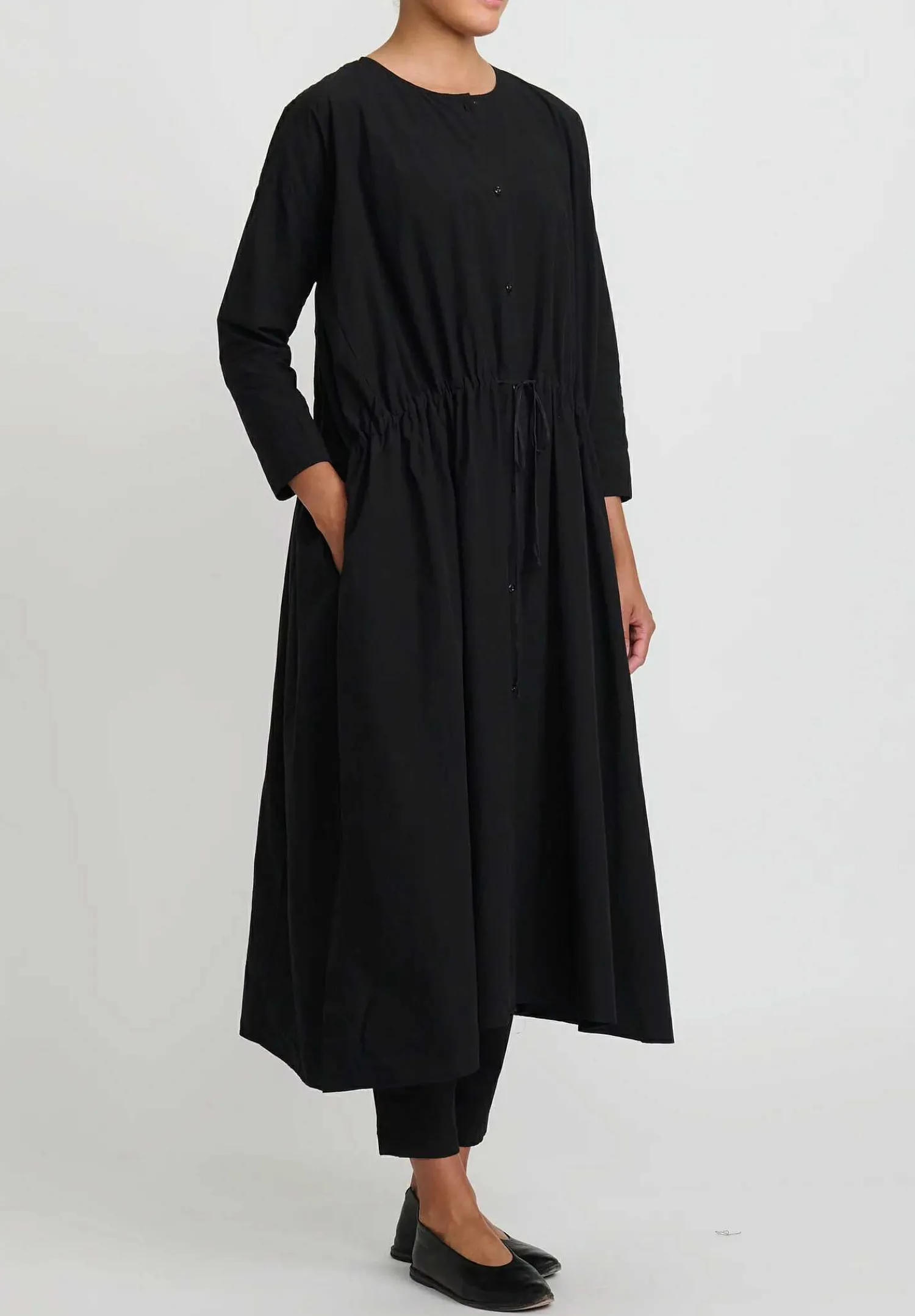 Kaval Sea Island Typewriter Cotton Button Front Open Dress In Black