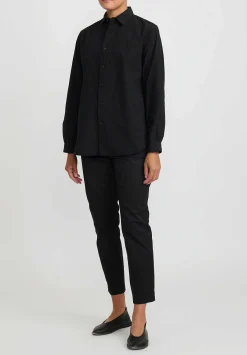 Kaval Sea Island Typewriter Cotton Basic Plain Shirt In Black