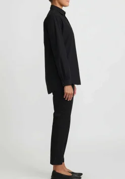 Kaval Sea Island Typewriter Cotton Basic Plain Shirt In Black