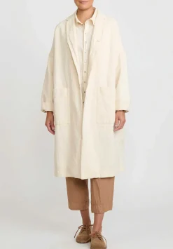 Album di Famiglia Serie Numerata Cotton & Linen Loose Coat In Natural White