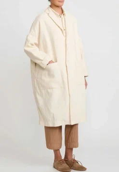 Album di Famiglia Serie Numerata Cotton & Linen Loose Coat In Natural White