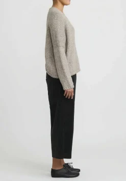 Album di Famiglia Serie Numerata Hand-Knit V-Neck Sweater In Grey