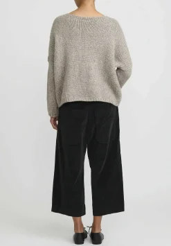 Album di Famiglia Serie Numerata Hand-Knit V-Neck Sweater In Grey