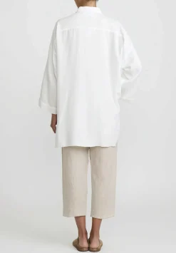 Shi Cashmere Shi Charmeuse Silk Oversized Shirt In White
