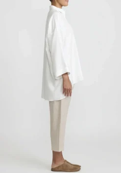 Shi Cashmere Shi Charmeuse Silk Oversized Shirt In White