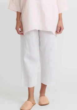 Shi Cashmere Shi Cropped Linen Pants In White