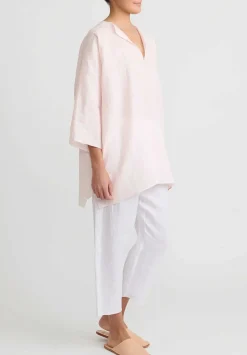 Shi Cashmere Shi Cropped Linen Pants In White
