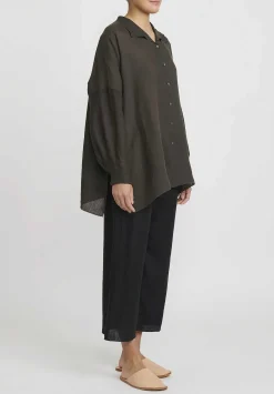 Shi Cashmere Shi Linen Wide Leg Cropped Pants In Black