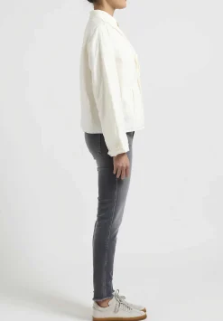 Umit Unal Short Double Button Linen Jacket In Ivory White
