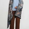 Sabina Savage Silk And Cashmere The Song Deer Stole In Storm Blue & Steel