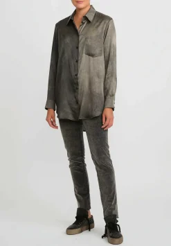 Uma Wang Silk Evaristo Tavella Shirt In Dark Grey