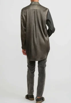 Uma Wang Silk Evaristo Tavella Shirt In Dark Grey