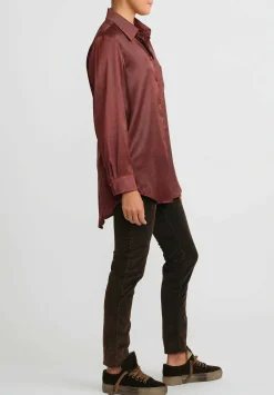 Uma Wang Silk Evaristo Tavella Shirt In Dark Red