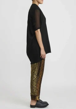 Masnada Silk Gathered Sleeve T-Shirt In Black