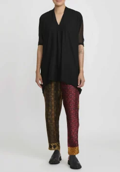 Masnada Silk Gathered Sleeve T-Shirt In Black