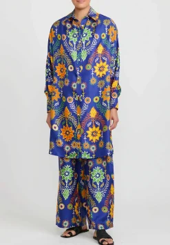 Rianna + Nina Silk Greek Melina Pants In Ilios Blue