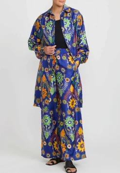 Rianna + Nina Silk Greek Melina Pants In Ilios Blue