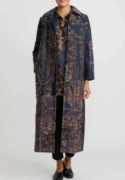 Biyan Silk ''Jaime'' Top In Olive Green & Terracotta Brown