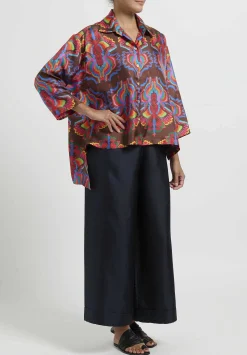 Rianna + Nina Silk ''Kathi'' Shirt In Horos Brown