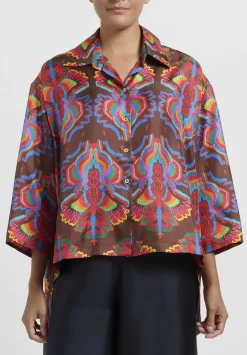 Rianna + Nina Silk ''Kathi'' Shirt In Horos Brown