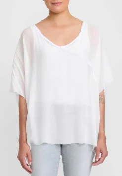 Umit Unal Silk Loose Cap Sleeve Top In Off White
