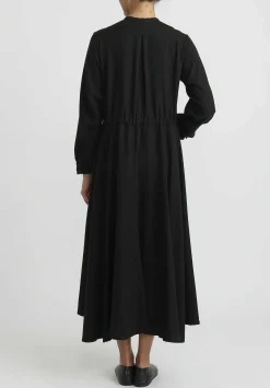 Kaval Silk Nel Twill Long Shirt Dress In Black