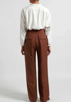 The Row Silk ''Nino'' Pants In Toffee Brown