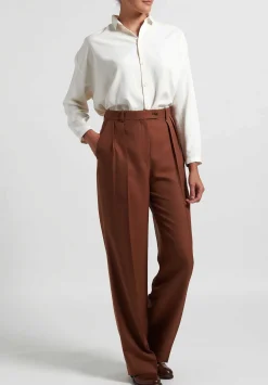 The Row Silk ''Nino'' Pants In Toffee Brown