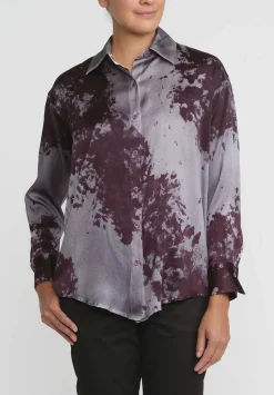 Avant Toi Silk Spot And Velo Shirt In Nero Seppia Brown