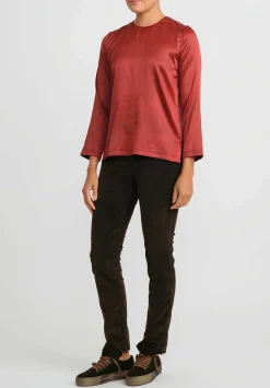 Uma Wang Silk Talley Tavella Top In Dark Red