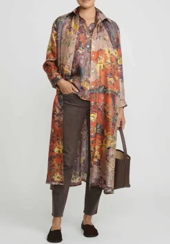 Bokja Silk Twill Petitcoat Z Shirt In Orange, Yellow & Blue