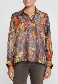 Bokja Silk Twill Petitcoat Z Shirt In Orange, Yellow & Blue