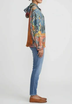 Bokja Silk Twill Regalia Hoodie In Blue & Orange