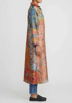 Bokja Silk Twill Regalia Z Dress In Blue & Orange