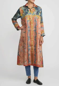 Bokja Silk Twill Regalia Z Dress In Blue & Orange