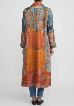 Bokja Silk Twill Regalia Z Dress In Blue & Orange