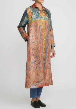 Bokja Silk Twill Regalia Z Dress In Blue & Orange