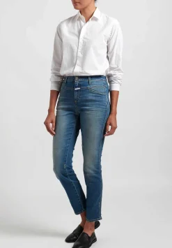 Closed Skinny ''Pedal Pusher'' High-Rise Jeans In Mid Blue
