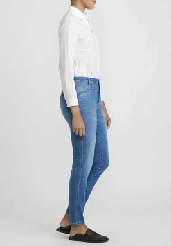 Closed Skinny Pusher High-Rise Jeans In Mid Blue