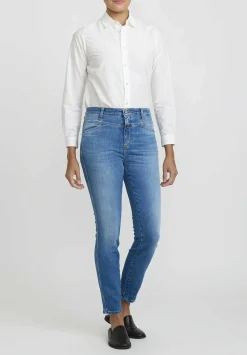 Closed Skinny Pusher High-Rise Jeans In Mid Blue