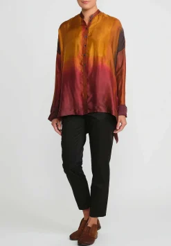 Masnada Smoulder French Cuff Shirt In Orange & Red