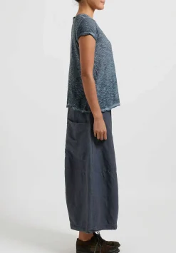 Gilda Midani Solid Linen & Silk Egg Pants In Steel Blue