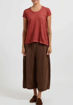 Gilda Midani Solid Linen And Silk Egg Pants In Rust Brown